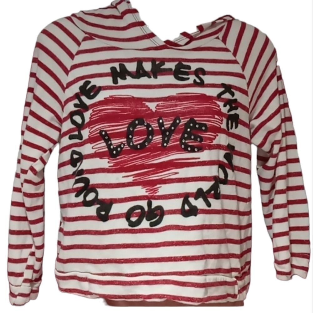 AGACI Cropped vintage vibes red & white striped hoody S
